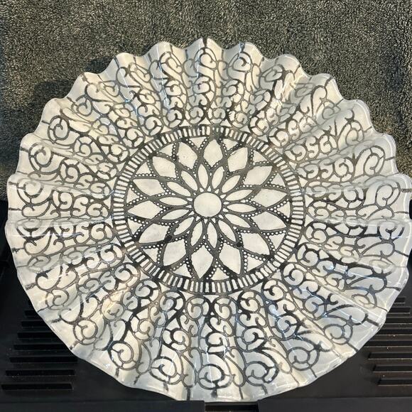 Signed Sydenstricker Fused Art Glass Platter White Embassy 12 inch Cape Cod - Picture 1 of 10